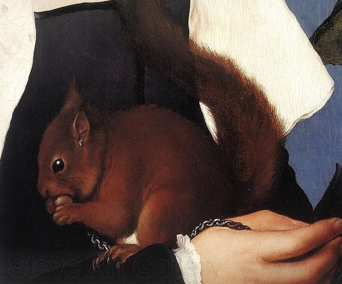 Hans holbein the younger Portrait of a Lady with a Squirrel and a Starling Germany oil painting art